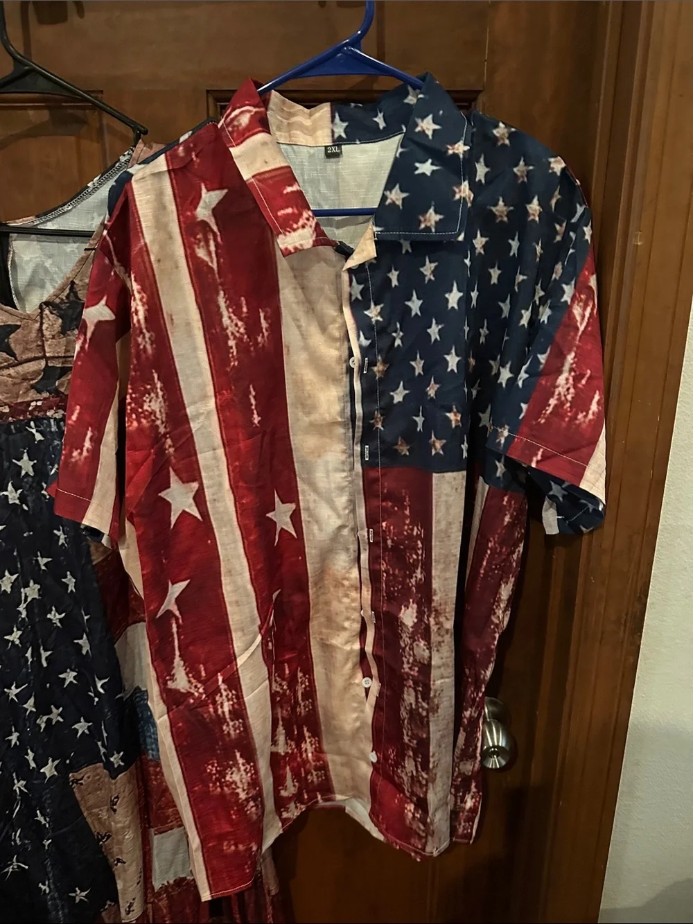 Matching set of Patriotic Stars & Stripes Dress and Button Shirt